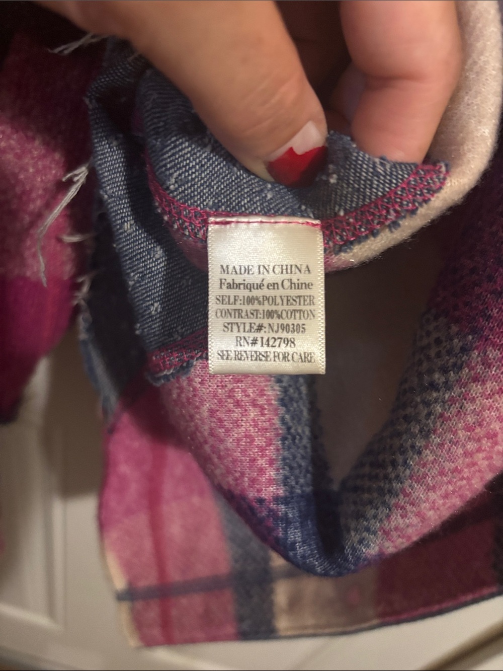 Plaid Shacket Jacket in Pink & Blue - Picture 4 of 5